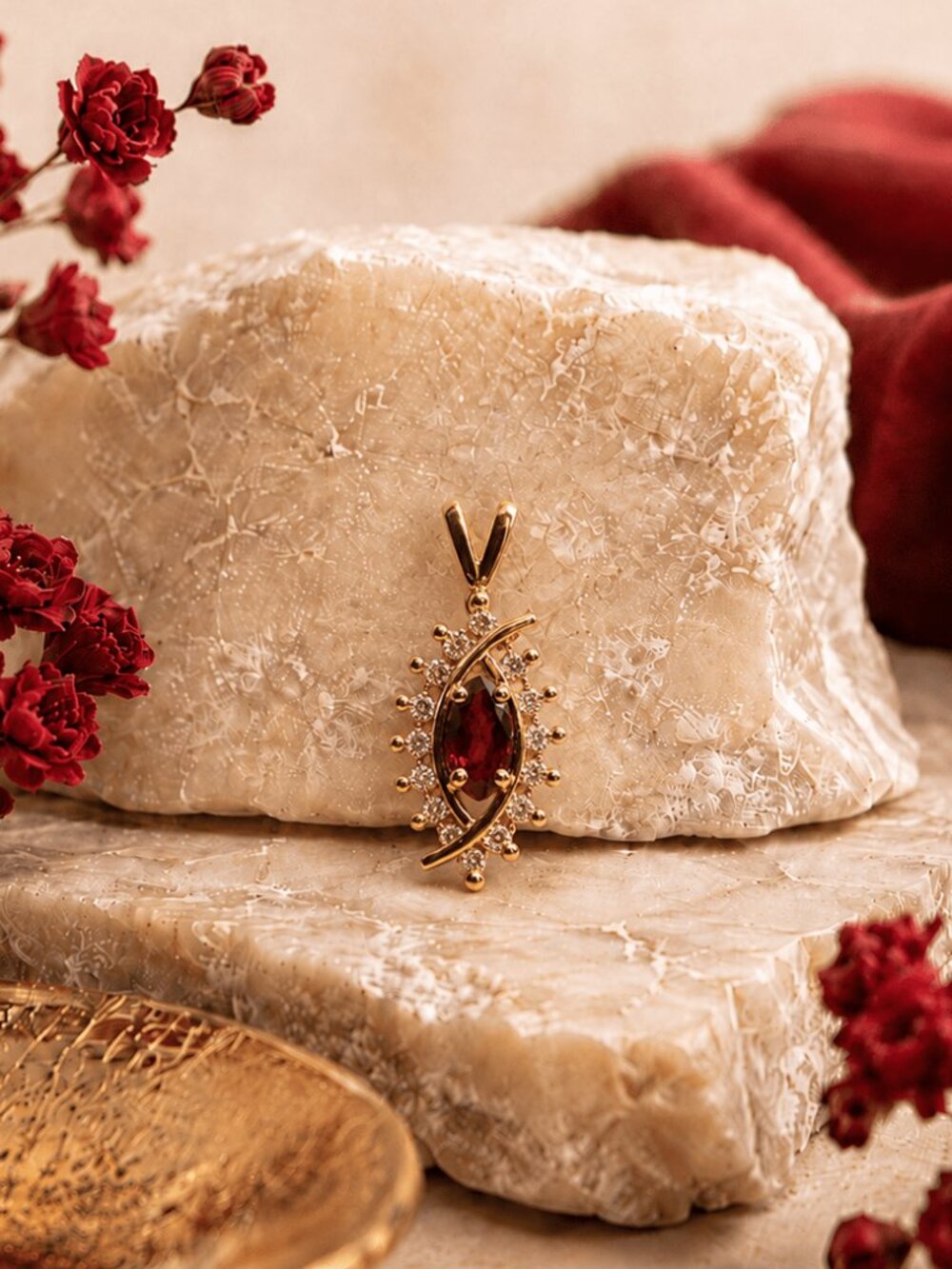 Ruby Flame Diamond Pendant
